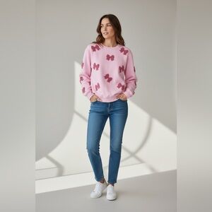 Better Together Womens  cute Barbie Pink Bows Sweatshirt 🎀 M